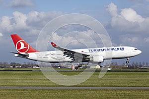 Amsterdam Airport Schiphol - Turkish Airlines Airbus A330 lands