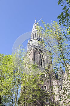 Amsterdam. The bell tower of the church Oude kerk
