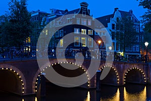 Amsterdam bridge at black night
