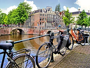 Amsterdam canal and bicycles