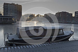 Amsterdam canal and boat