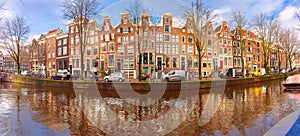 Amsterdam canal with dutch houses