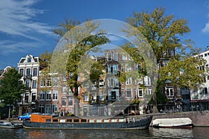 Amsterdam Canal Houses and boats.