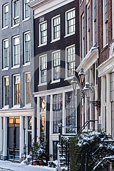 Amsterdam canal houses in winter