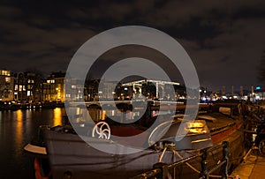 Amsterdam canal at night