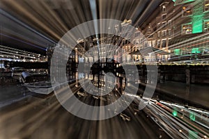 Amsterdam canal at night view in camera manual warp effect