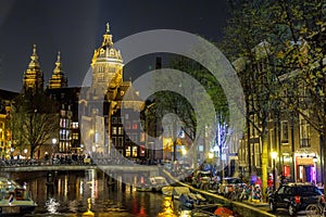 Amsterdam canal and nightlife