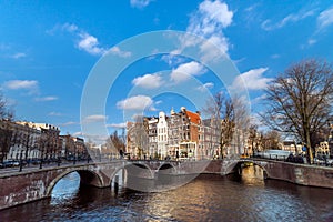 Amsterdam canal in sunny day, Amsterdam is the capital and most populous city in Netherlands