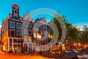 Amsterdam canal and typical house, Holland