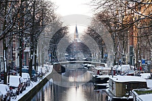 Amsterdam canal winter