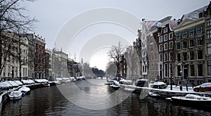 Amsterdam canal in winter