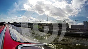 Amsterdam canals boat sunroof slow motion trip sky view