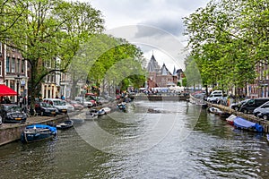 Amsterdam canals and De Waag Weigh house, Netherlands