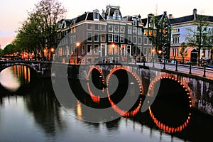 Amsterdam canals at dusk photo