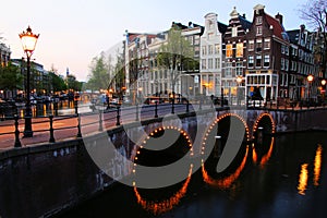 Amsterdam canals at night