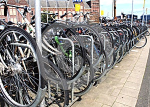 Amsterdam city bicycles parking, Holland
