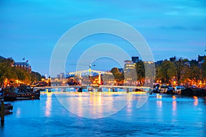 Amsterdam city view with Amstel river