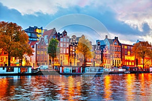 Amsterdam city view with Amstel river photo