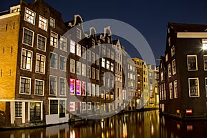 Amsterdam canal and colorful houses photo