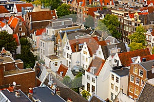 Amsterdam city view from Westerkerk, Holland, Netherlands.