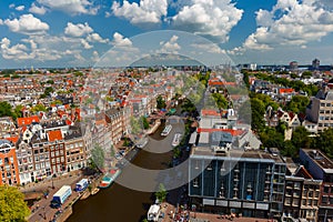 Amsterdam city view from Westerkerk, Holland, Netherlands.