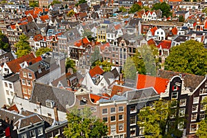 Amsterdam city view from Westerkerk, Holland, Netherlands.