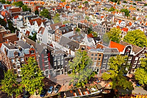 Amsterdam city view from Westerkerk, Holland, Netherlands.