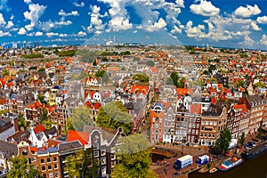 Amsterdam city view from Westerkerk, Holland, Netherlands.