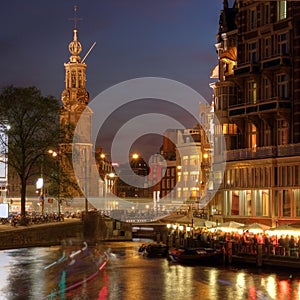 Amsterdam corner at night, The Netherlands