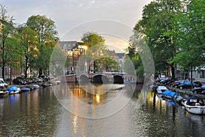 Amsterdam. Dawn on Singel