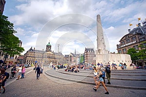 Amsterdam, with flowers and bicycles on the bridges over the canals, Holland, Netherlands.