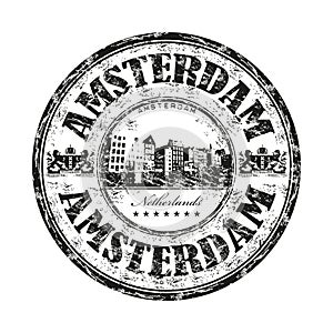 Amsterdam grunge rubber stamp