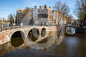 Amsterdam, Holland, the Netherlands, the capital on a very quiet and sunny, bright day