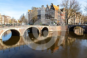 Amsterdam, Holland, the Netherlands, the capital on a very quiet and sunny, bright day