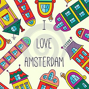 Amsterdam houses banner template vector