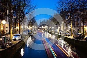 Amsterdam, Leidsegracht Canal at Night photo
