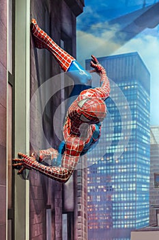 AMSTERDAM, NETHERLANDS - APRIL 25, 2017: Spider-man wax statue i