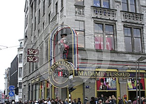 AMSTERDAM,NETHERLANDS-MARCH 1:Crowd waiting in front of Madame Tussaud Museum