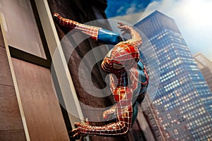 Spiderman Marvel comics in Madame Tussauds Wax museum in Amsterdam, Netherlands