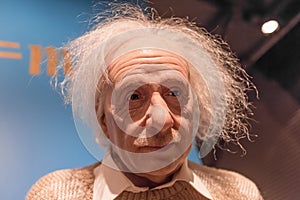 Albert Einstein wax statue in Madame Tussauds museum in Amsterdam