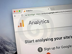 Homepage of Google Analytics