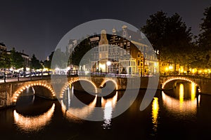 Amsterdam nightscape canal