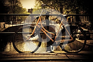 Amsterdam. Romantic canal, bike