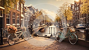 Amsterdam. Romantic canal, bike