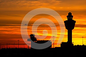 Amsterdam Schiphol airport sunset