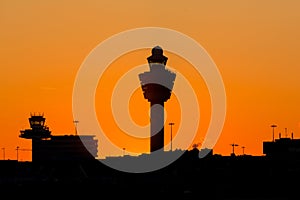 Amsterdam Schiphol airport sunset