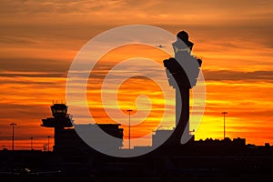 Amsterdam Schiphol airport sunset