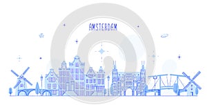 Amsterdam skyline Netherlands vector city building