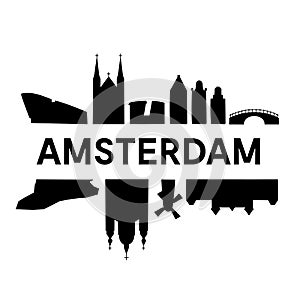 Amsterdam skyline. Vector illustration.