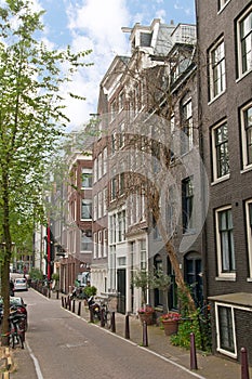 Amsterdam street with historical buildings